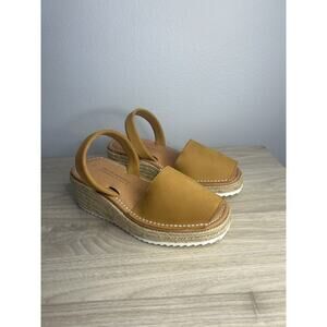 NWOB Lola De Menorca Avarca Women's 37 6.5-7 Tan Espadrille Wedge Sandals